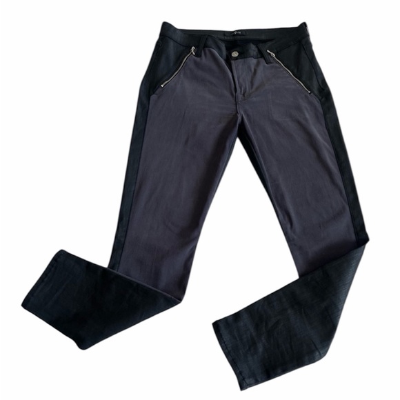 7 For All Mankind Denim - 7 For All Mankind Black & Charcoal Contrast Zip Pants (Size‎ 30)